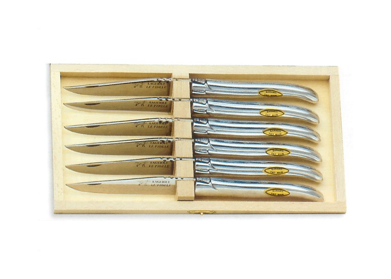 Aluminium - Laguiole Table Sets - Laguiole table set - 6 knives   Handle made with Aluminium No bolster Classic Spring, Welded B