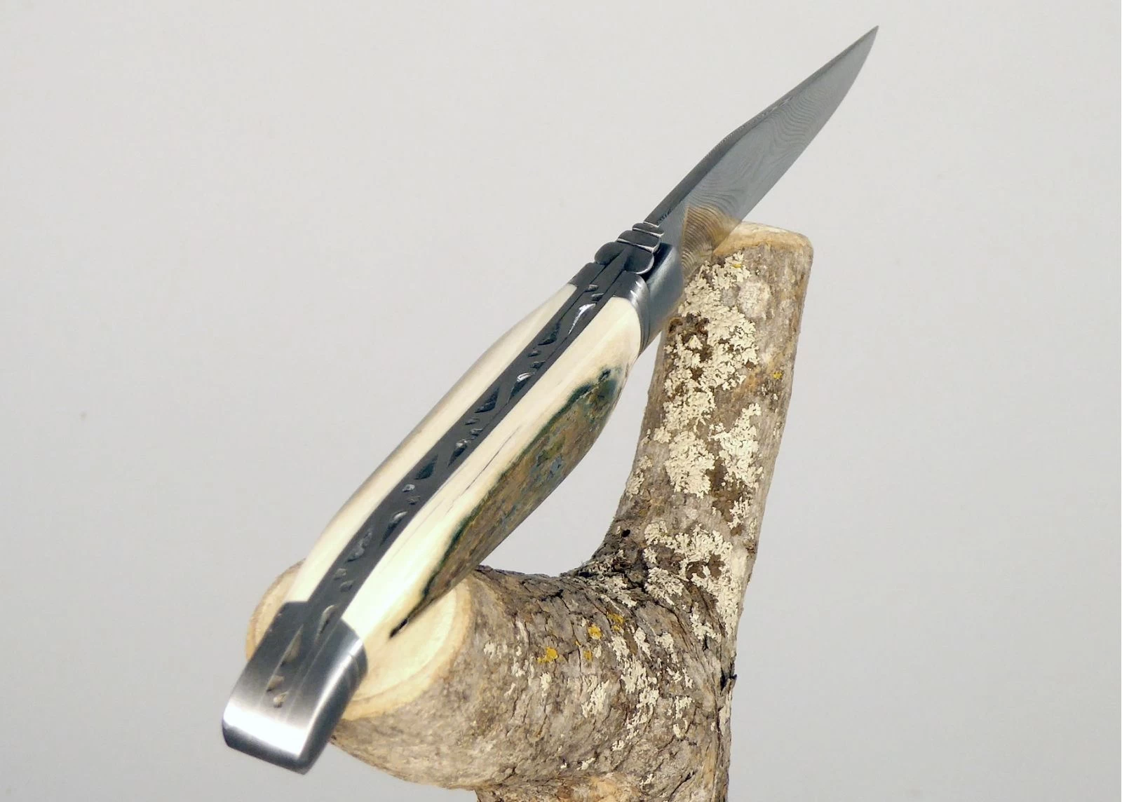 Damascus blade - Mammoth ivory - Laguiole «Savage» Collection - Laguiole folding knife - Savage edition   Handle made with Mammo