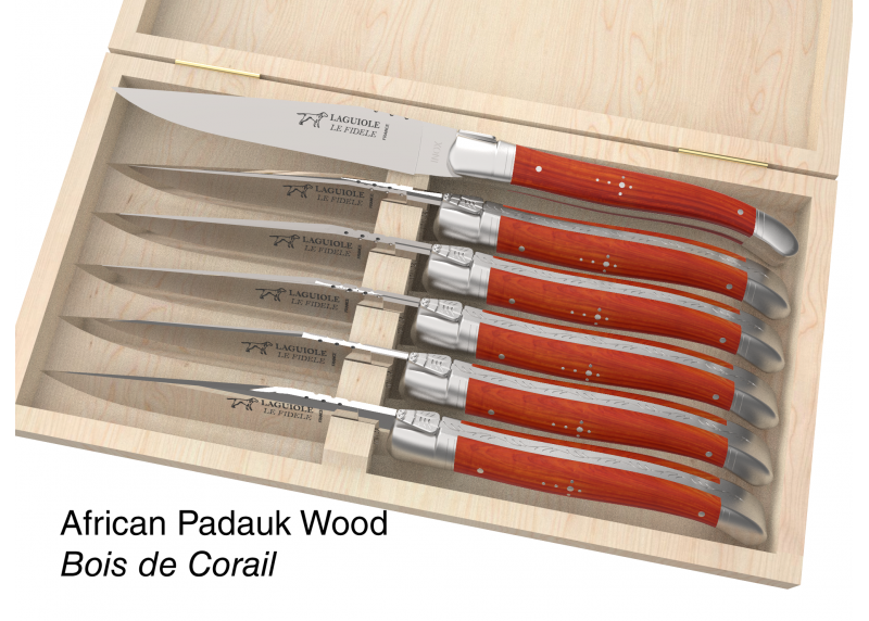 6 knives set configurator - Laguiole Table Sets - Configurator for Laguiole set of 6 steak knives (non folding)   Handle made wi