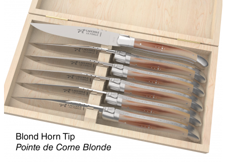 6 knives set configurator - Laguiole Table Sets - Configurator for Laguiole set of 6 steak knives (non folding)   Handle made wi