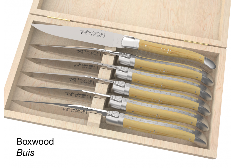 6 knives set configurator - Laguiole Table Sets - Configurator for Laguiole set of 6 steak knives (non folding)   Handle made wi