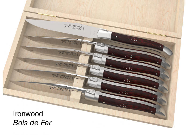 6 knives set configurator - Laguiole Table Sets - Configurator for Laguiole set of 6 steak knives (non folding)   Handle made wi