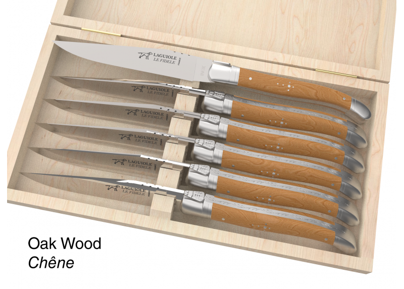 6 knives set configurator - Laguiole Table Sets - Configurator for Laguiole set of 6 steak knives (non folding)   Handle made wi