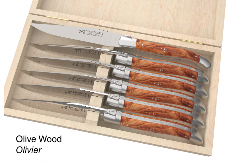 6 knives set configurator - Laguiole Table Sets - Configurator for Laguiole set of 6 steak knives (non folding)   Handle made wi