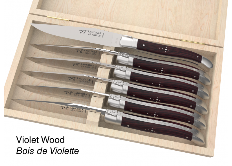 6 knives set configurator - Laguiole Table Sets - Configurator for Laguiole set of 6 steak knives (non folding)   Handle made wi