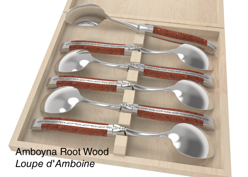 6 table spoons configurator - Laguiole Table Sets - Configurator for Laguiole set of 6 table spoons   Handle made with wood or h