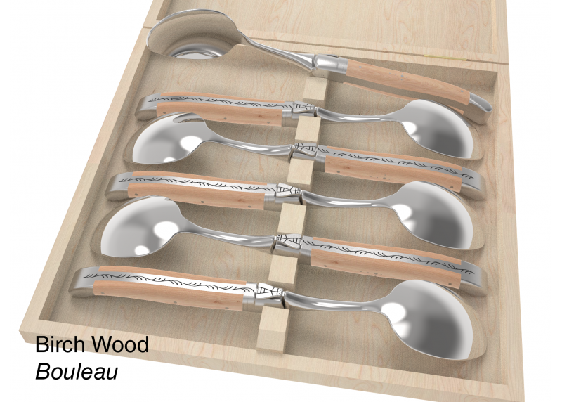 6 table spoons configurator - Laguiole Table Sets - Configurator for Laguiole set of 6 table spoons   Handle made with wood or h