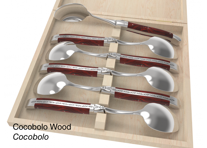 6 table spoons configurator - Laguiole Table Sets - Configurator for Laguiole set of 6 table spoons   Handle made with wood or h