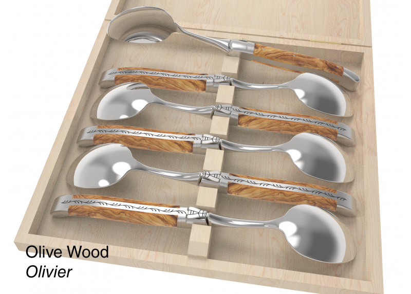 6 table spoons configurator - Laguiole Table Sets - Configurator for Laguiole set of 6 table spoons   Handle made with wood or h