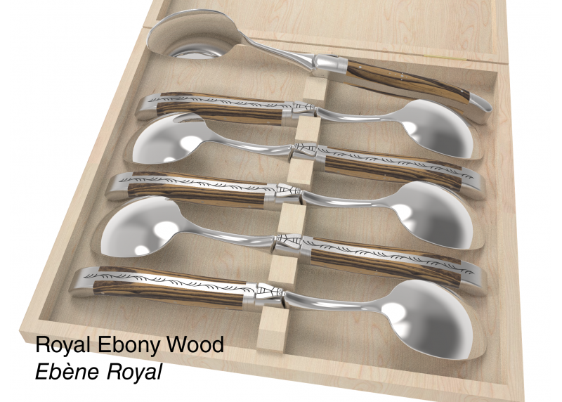 6 table spoons configurator - Laguiole Table Sets - Configurator for Laguiole set of 6 table spoons   Handle made with wood or h