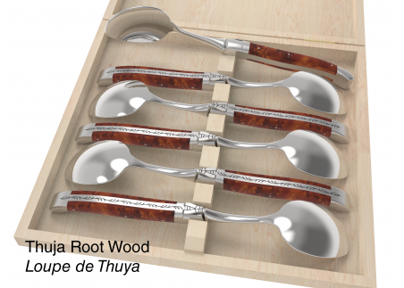 6 table spoons configurator - Laguiole Table Sets - Configurator for Laguiole set of 6 table spoons   Handle made with wood or h