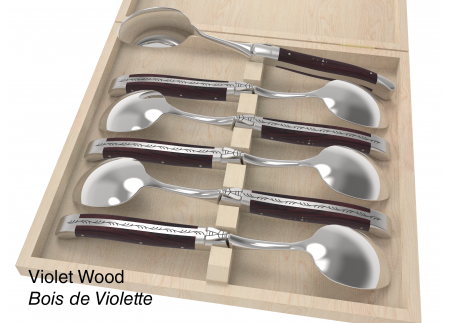 6 table spoons configurator - Laguiole Table Sets - Configurator for Laguiole set of 6 table spoons   Handle made with wood or h