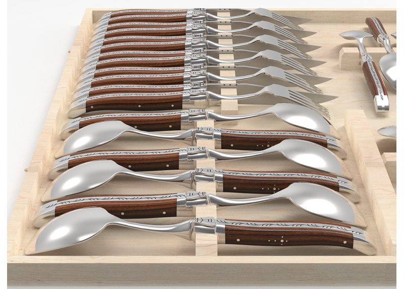 Set of 24 laguiole knives set with bocote wood handle and stainless steel bolsters image 4