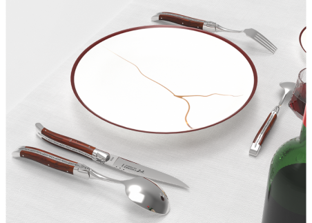 Service Laguiole de 24 pièces avec un manche en bois de cocobolo et mitres en acier inoxydable image 9