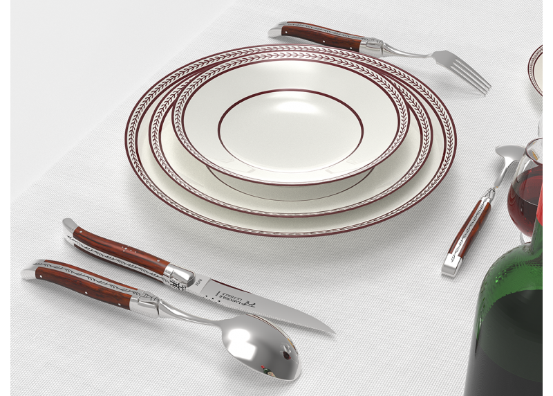 Service Laguiole de 24 pièces avec un manche en bois de cocobolo et mitres en acier inoxydable image 13