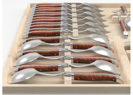 Set of 24 laguiole knives set with thuja root wood handle and stainless steel bolsters image 4