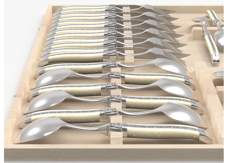 Set of 24 laguiole knives set with bovine bone handle and stainless steel bolsters image 12