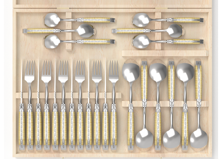 Service Laguiole de 24 pièces avec un manche en bois de gaïac et mitres en acier inoxydable image 3