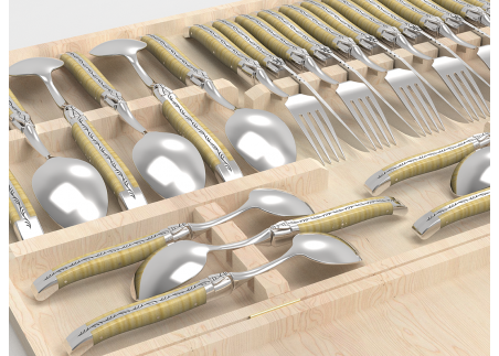 Service Laguiole de 24 pièces avec un manche en bois de gaïac et mitres en acier inoxydable image 5