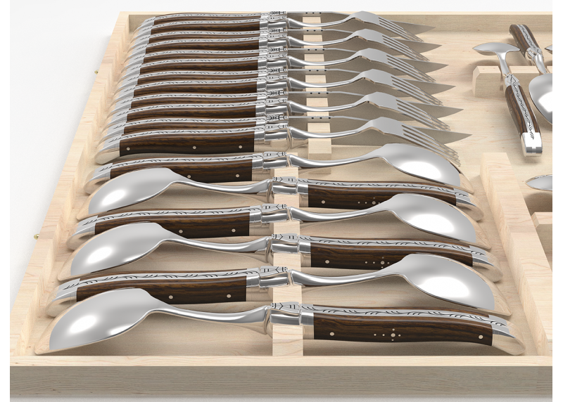 Set of 24 laguiole knives set with walnut wood handle and stainless steel bolsters image 11