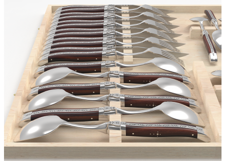 Set of 24 laguiole knives set with violet wood handle and stainless steel bolsters image 11