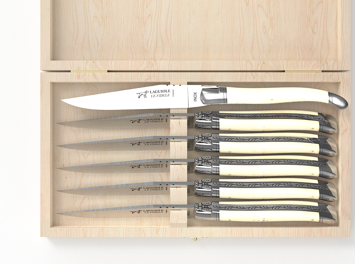 LAGUIOLE set of 8 Steak Knife Set D'or -Gold & Black- Free Shipping