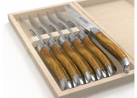 Laguiole 6 Piece Olive Wood Knife Set in Wooden Box – French Dry Goods