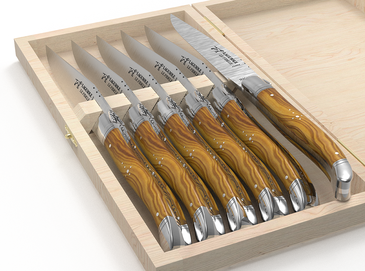 Laguiole French Olive Wood Carving Set