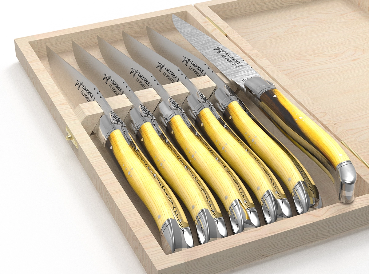 Eleganza Corsa Steak Knives - Pistachio - Set of 6 - Laguiole Imports