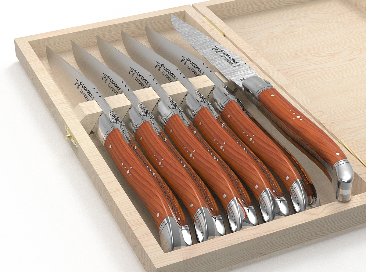 Steak Knives (Set of 6) in Woodburned Boxwood