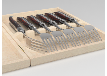 Service de 6 fourchettes Laguiole avec un manche en bois d'amourette et mitres en acier inoxydable image 5