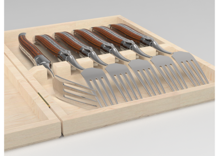 Service de 6 fourchettes Laguiole avec un manche en bois de bocote et mitres en acier inoxydable image 5