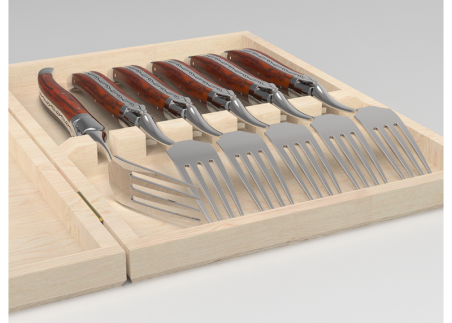 Service de 6 fourchettes Laguiole avec un manche en bois de cocobolo et mitres en acier inoxydable image 5