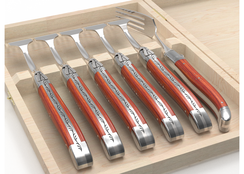 Set of 6 laguiole forks with rosewood handle and stainless steel bolsters image 4