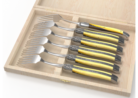 Service de 6 fourchettes Laguiole avec un manche en bois de pistachier et mitres en acier inoxydable image 1