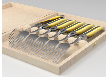 Service de 6 fourchettes Laguiole avec un manche en bois de pistachier et mitres en acier inoxydable image 1
