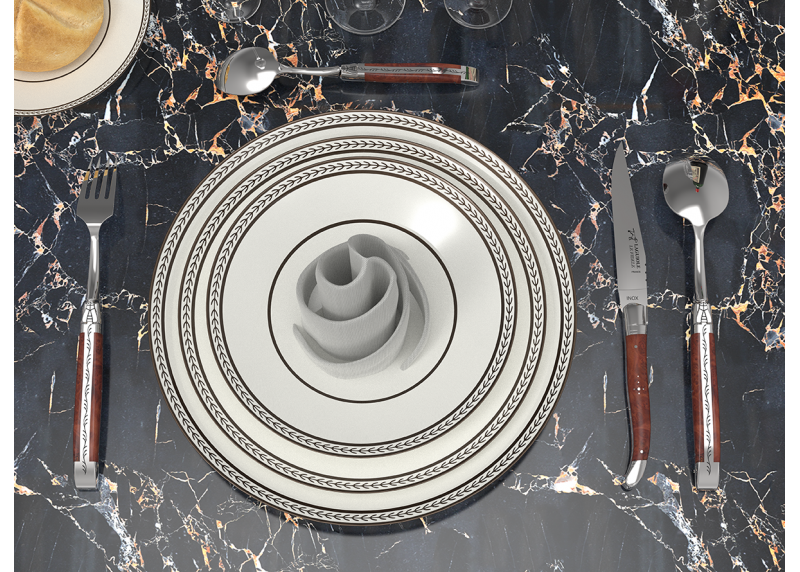Service de 6 grandes cuillères Laguiole avec un manche en racine de bruyère et mitres en acier inoxydable image 8