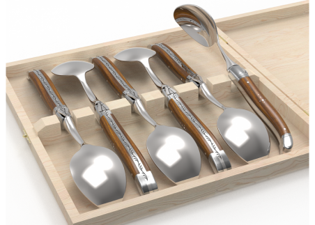 Set of 6 laguiole spoons with gaiac wood handle and stainless steel bolsters image 4