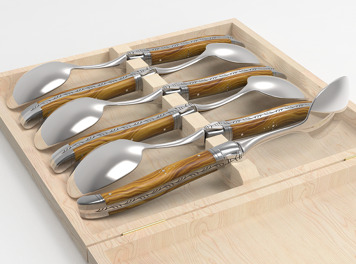 Olive Wood Cutlery Holder and Spoon Set