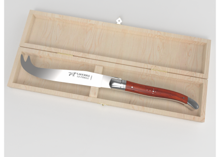 Laguiole cheese knife with African padauk wood handle and stainless steel bolsters image 1