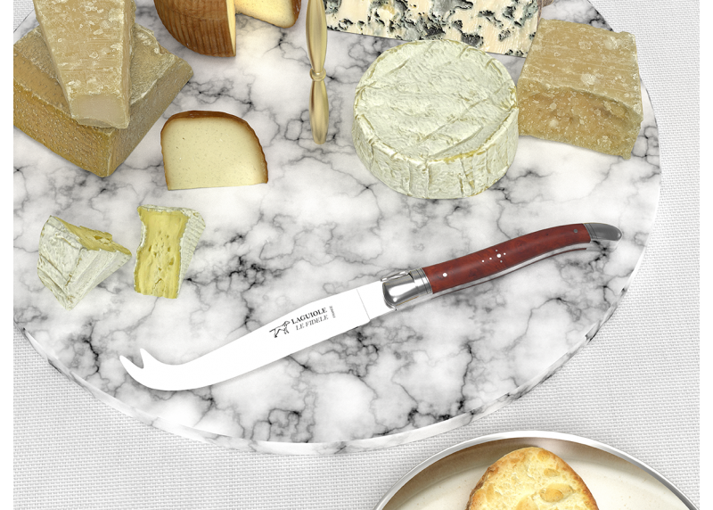 Couteau à fromage Laguiole avec un manche en loupe d'amboine et mitres en acier inoxydable image 2