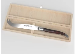 Laguiole cheese knife with amourette wood handle and stainless steel bolsters image 1