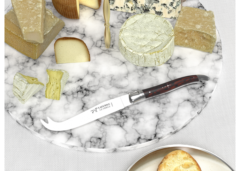 Laguiole cheese knife with amourette wood handle and stainless steel bolsters image 3