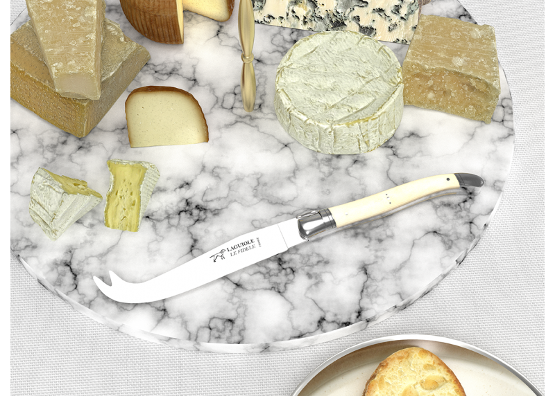 Laguiole cheese knife with bovine bone handle and stainless steel bolsters image 3