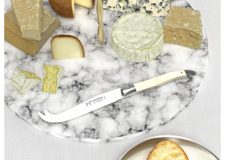 Laguiole cheese knife with bovine bone handle and stainless steel bolsters image 3