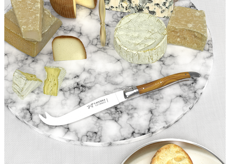 Couteau à fromage Laguiole avec un manche en bois d'olivier et mitres en acier inoxydable image 2