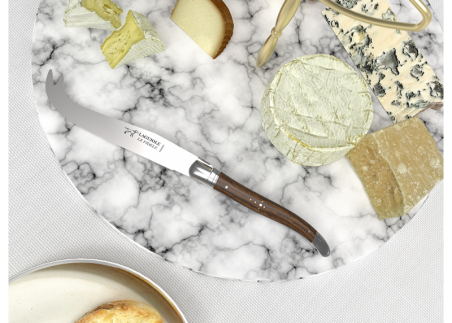 Laguiole cheese knife with walnut wood handle and stainless steel bolsters image 4