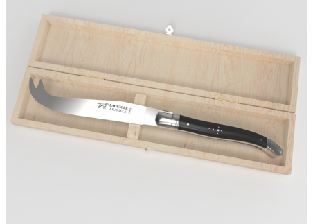 Laguiole cheese knife with ebony wood handle and stainless steel bolsters image 1