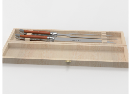 Laguiole meat service with Yew wood handle and stainless steel bolsters image 2