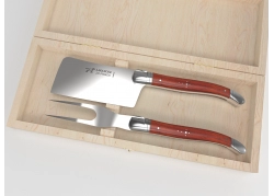 Laguiole cheese service with African padauk wood handle and stainless steel bolsters image 1